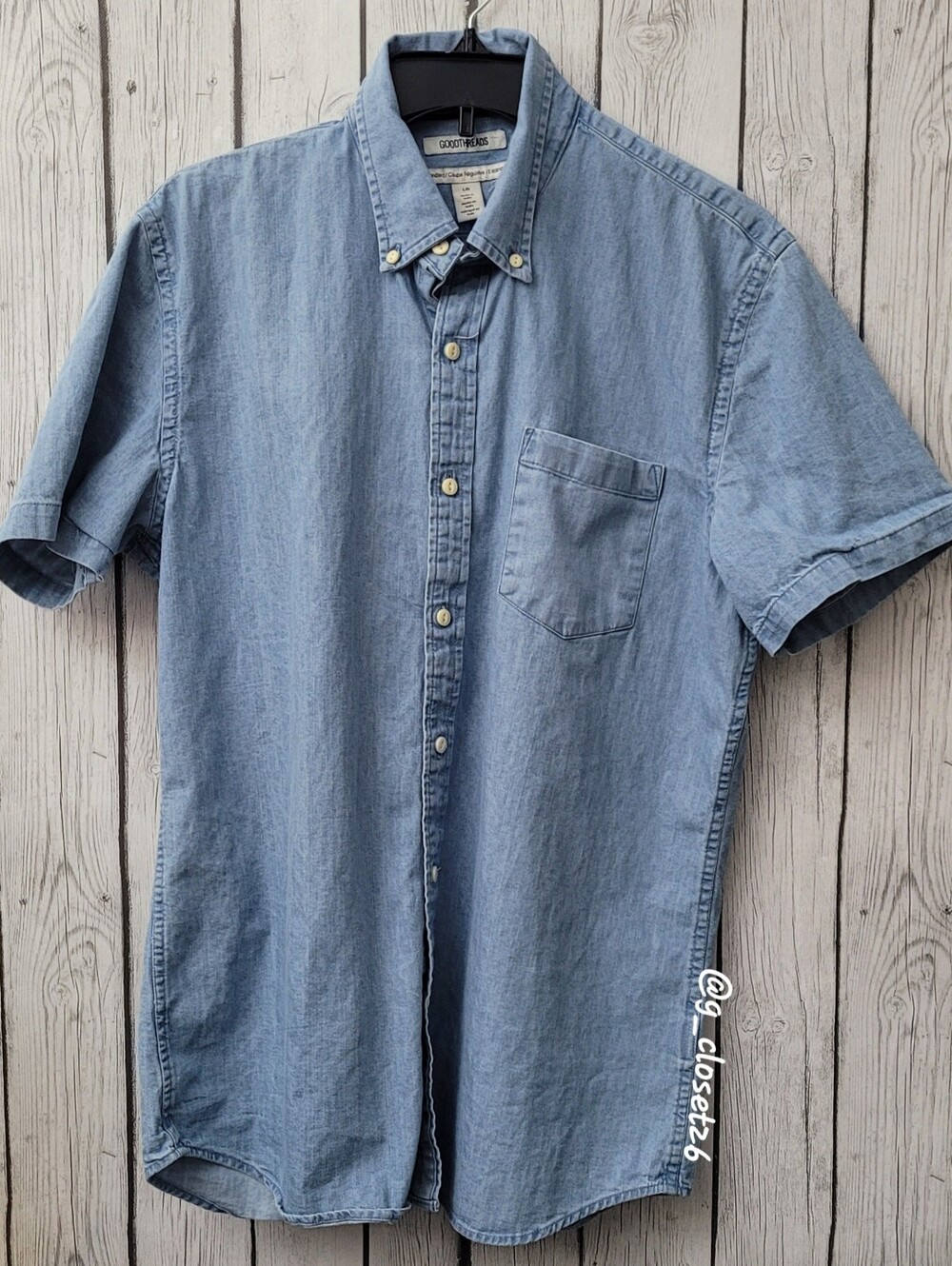 Goodthreads Light Blue Short-Sleeve Denim Button-Down Shirt